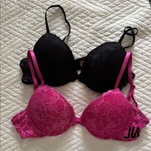 Juicy Couture Black and Pink Lace Bras